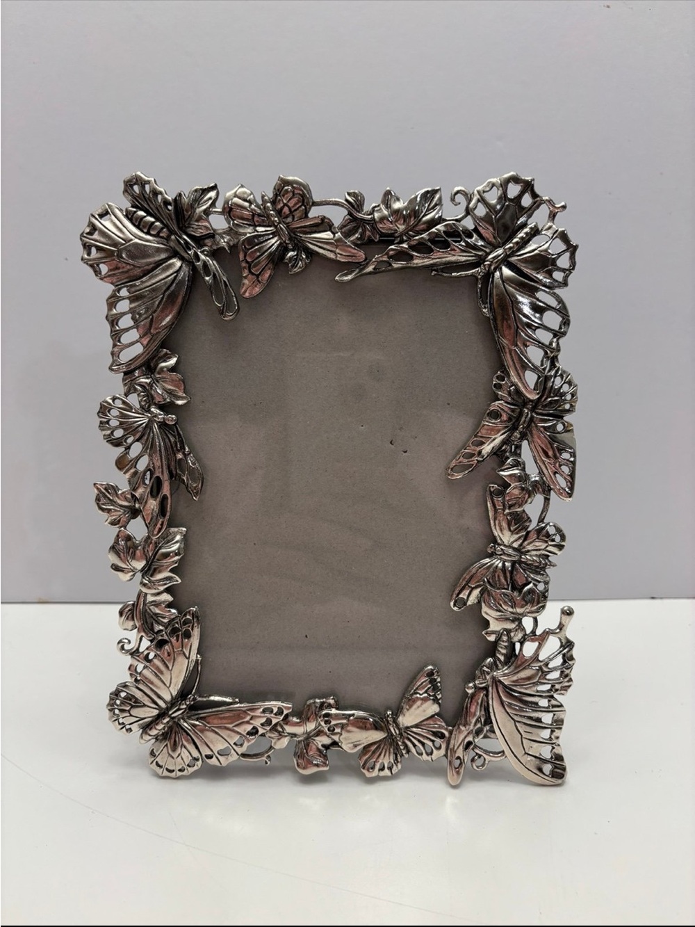 Vintage Butterfly Picture Frame Silver Metal Ornate Vintage Style